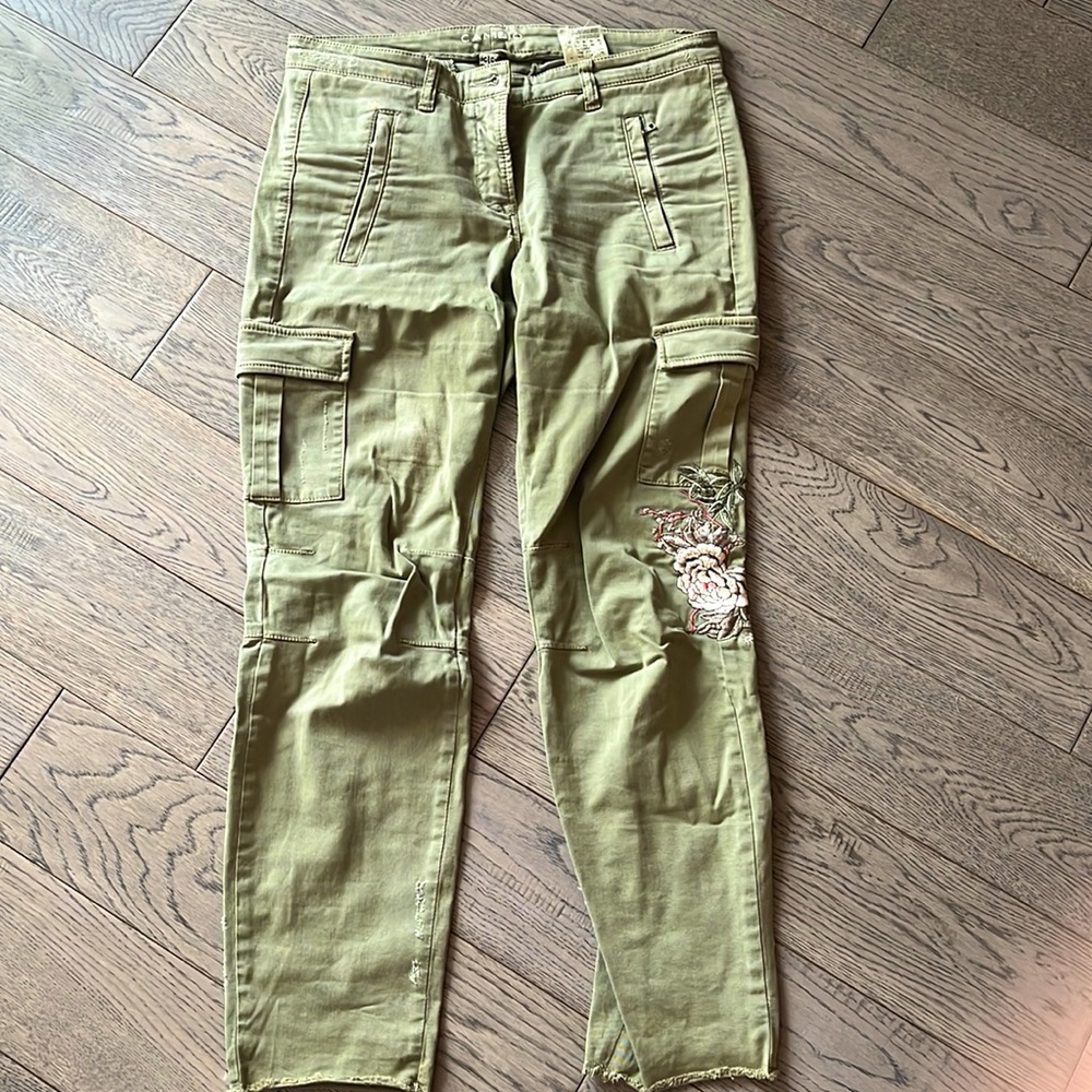 Cambio embroidered distressed jeans